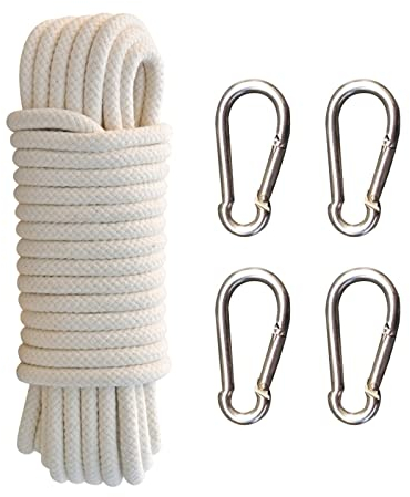 Cuerda de Nailon para Bandera, Cuerda Bandera Mástil, Cuerda de Asta de Bandera, Accesorios de Asta de Bandera, con 4 Hebillas de Asta de Bandera (6 mm x 10 m)