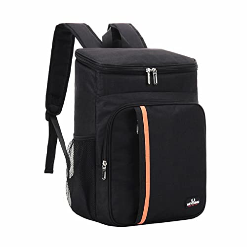 NUZAMAS Insulated Lunch Cooler Backpack Bag 18L Waterproof Picnic Backpack Womens Mens Hot Cold Freezer Dring Storage Food Container for Travel Fishing Hiking Beach School Office Camping BBQ (Black)