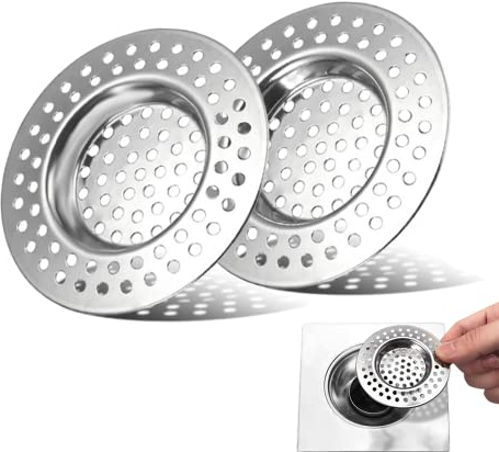 2 Pcs Filtro Lavello Cucina, Protezione per lo Scarico in Acciaio Inox, Filtro da Scarico per Lavandino, Lavandino Filtro, per Doccia e Scarico o Lavelli da Cucina