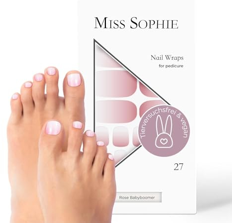 Original Miss Sophie Pedi Wraps I Rose Babyboomer Pedicure I 27 ultra-dünne Nagellack-Streifen mit Farbverlauf I Für Fußnägel I Hält auf Natur- sowie lackierten, Acryl-, Gel- & Shellac-Nägeln