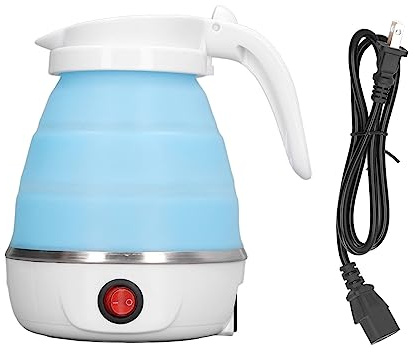 TAKESH Bollitore Elettrico Pieghevole, 0,6 L 400 W Spina USA 110 V Design Sottile e Pieghevole for bollitore Portatile for Acqua Calda da Viaggio (Blu) (Color : Blue)