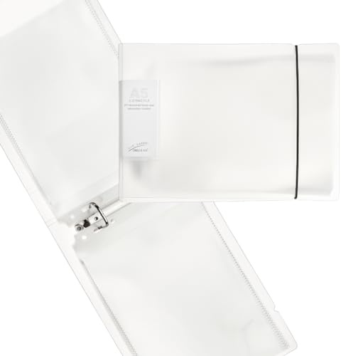 OLYCRAFT 50 Pockets A5 PVC Loose Leaf Binder Greeting Card Organizer Postcard Phote Album 6 Holes Photocard Sleeves 2 Ring Binder Double-Sided 1 Pocket Photo Pages Photocards Holder for Album Photos