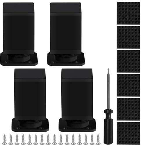 AUAUY Piedini per Mobili Regolabili, 4pz 6cm Gambe per Mobili, Altezza Regolabile 0-20mm, Piedini Gambe Metallo di Supporto, con Viti Cacciavite e Tappetino Antiscivolo per Armadietto, Divano, Tavolo