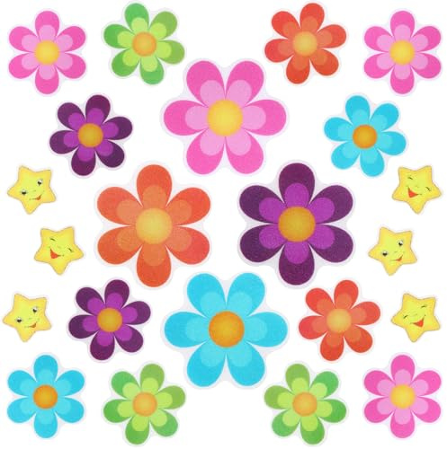 26 Pieces Flower Non Slip Stickers for Bathtub Daisy Non Slip Shower Sticker Adhesive Star Flower Cute Bathtub Decals with Bright Colors, Bath Tread for Bathroom and Other Slippery Surfaces(Colorful)