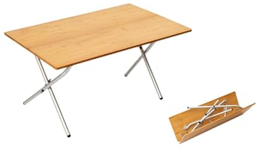 ANOUSH Nan Bambus Faltbarer Kleiner Couchtisch, tragbares Campingtischtablett, robuster Faltbarer Tisch, Strandtisch für Sand für Camping, Strand, Picknick, drinnen A