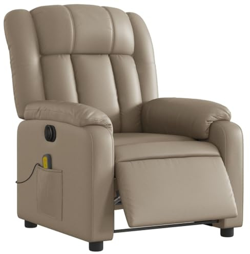 VidaXL Elektrisk Massagefåtölj i Cappuccino Konstläder - Lutande Fåtölj Med Massagefunktion
