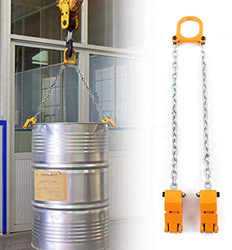 Lève-baril vertical - En acier - Pour tonneau de chaîne - Tambour vertical - Multifonction - Pour fûts en plastique et métal - Jaune - 1T/2000 lbs