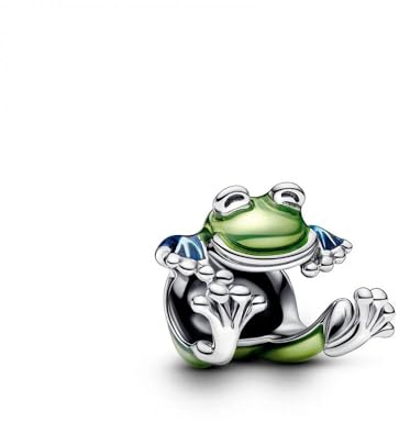 Pandora Moments Charm Grenouille en argent sterling avec émail vert et bleu transparent