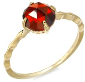 Stfery Gold Ring 18 Karat Ring für Damen Rund Granat Ring Damen Nickelfrei