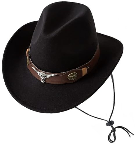 Oaygat Cowboy Hat Felt Fedora Hat Womens Western Cowboy Hat Wide Brim Hats Classic Cap Western Shapeable Durable Cowgirl Men Women Wool Felt Fedora Jazz Hat Lightweight Shapeable Brown