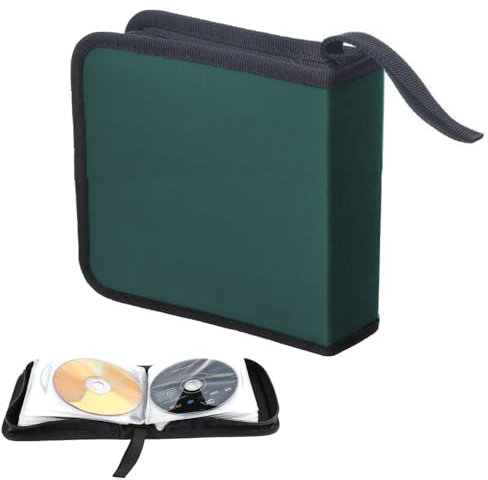 NUWIQ CD Tasche für 40 Discs, DVD, CD, Discs Aufbewahrungstasche, CD Aufbewahrungstasche für Auto und Zuhause, Mappe zur Aufbewahrung, Platzsparend für Auto und Zuhause (Grün)