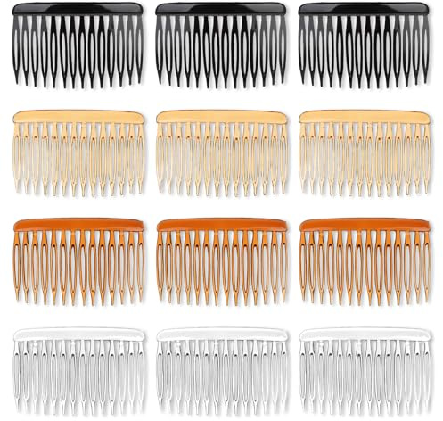 Haarkamm zum Stecken 12 Stück Haarkämmchen zum Stecken Kunststoff Haarspange Kämme Haar Seitenkamm Twist Kamm Haarspangen 14 Zähne Haarkämme für Feines Glattes Haar Braut Hochzeit Schleier Kamm Zähne