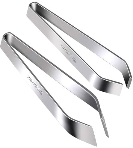 NIYATA 2 Pieces Fish Stripping Pliers, Stainless Steel Fish Bone Tongs, Kitchen Tongs, Flat and Angled Fish Scaler for Removing Fish Bones, Fish Scales
