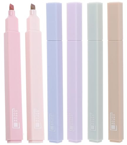 HOODANCOS Set de 6 Rotuladores Fosforescentes de Plástico Gran Capacidad, Resaltadores para Estudiantes y Oficina sin Fugas de Tinta, Diseño Simple y Funcional