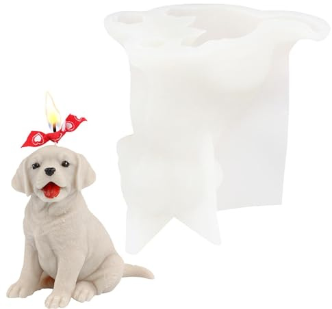 Sionhiuo Silikonseifenform für Hunde, Kerzenformen in niedlicher Golden Retriever-Form, Kerzenformen für die Kerzenherstellung, Eiswürfel, Harz, Seifenform, Geschenke, Handwerk, Heimdekoration