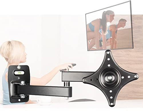 Soporte de pared para TV de movimiento completo para televisores de pantalla plana curvada LED LCD de 14 pulgadas y 24 pulgadas, extensión articulada de inclinación giratoria máx. VESA 100 x 100 mm