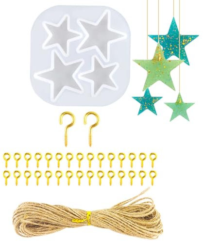 KOZOY Silikonform Stern, Gießformen Silikon Sterne mit Zubehörpaket, DIY Gießform Weihnachten Silikonform für Kerzenhalter Dekoration Esstisch Mittelstück Form