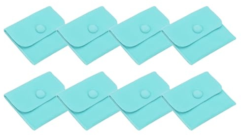 PATIKIL 10 x 8 cm smyckepåse, 8 st mjuka sammetspåsar med tryckknapp bärbar förvaring för ringar halsband armband örhängesklocka, blå