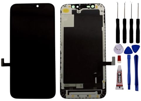 Komi Écran pour iPhone 12 Mini Noir 5.4 Pouces pour Modèle A2176, A2398, A2400, A2399 et avec kit De Réparation Complet pour Ecran Tactile LCD pour iPhone 12 Mini