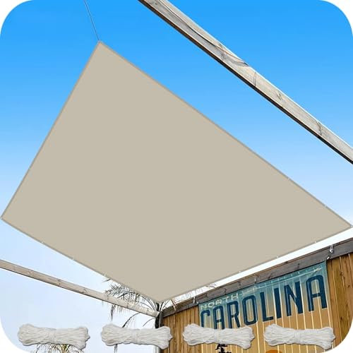 Tenda da Sole Tessuto Resistente 150 x 500 cm 185 G/M² Impermeabile, Antistrappo, Telo Ombreggiante con Occhiellato per Esterno, Giardino, Piscina, Cachi