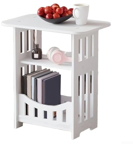 Mesa auxiliar estrecha con estante de exhibición, la mezcla perfecta de estilo y funcionalidad para hogares modernos (niveles dobles)