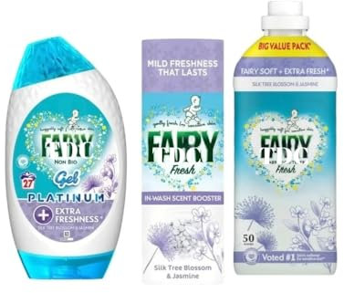 Laundry Care Bundle, 27 Washes Detergent, 176g Scent Booster, 50 Washes Silk Tree Blossom and Jasmine Fabric Conditioner