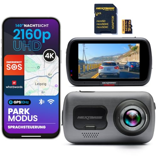Nextbase® 622GW Dashcam Auto Vorne | Parkmodus 24/7 Parküberwachung | 2160p 30fps Dash Cam | 3-Zoll-Bildschirm | Auto Kamera 140 Grad Betrachtungswinkel Nachtsicht Pro | Inklusive 64GB MicroSD Karte
