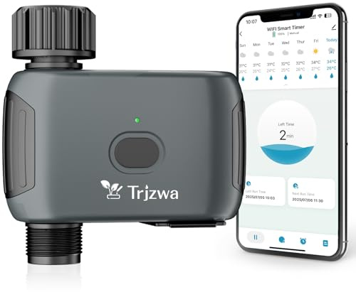 TRJZWA Programmateur Arrosage Wifi pour Arrosage Plante Vacances,Minuterie D'arrosage Automatique à Piles pour Télécommande, Système D'arrosage WiFi Intelligent pour Jardin et Pelouse
