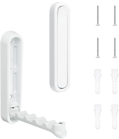 MOROBOR Lot de 2 crochets muraux pliants elliptiques en alliage d'aluminium - Crochets invisibles antidérapants et robustes - Support rétractable pour suspendre serviettes, chapeaux, sacs - Blanc mat