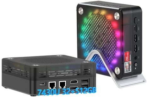 AWOW Mini PC – AMD Ryzen 5 7430U (6 Kerne, bis 4,3 GHz), 32GB DDR4, 512GB PCIe 3.0 SSD, Radeon-Grafik, 4K Display, Dual 1000M LAN, WiFi 6, BT 5.2