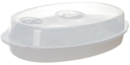 FUNNETOYU Plato de Vapor con Tapa para Microondas Utensilio de Cocina Práctico para Cocinar Pescado Arroz y Pan al Vapor