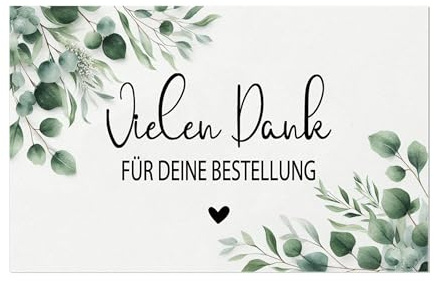 WangsLICHT Vielen Dank Karte 100 Stück – 8,5 x 5,5 cm – Eukalyptus Design – Dankeskarten für Bestellung – Minimalistisch, Matt, 300g Papier – Für Kleinunternehmer & Etsy Shops (Eukalyptus)