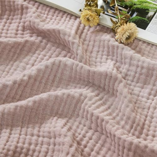 EMME Musselin Decke 167 x 230 Baumwolle Oeko-TEX Melange Rosa Kuscheldecke | 4-Lagig Aus Zweifarbigem Garn – Weiche Tagesdecke Für Erwachsene, Atmungsaktiv Und Vorgewaschen, Ganzjährig Für Sofa & Bett