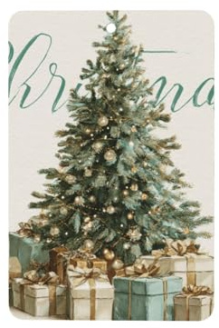 Lot de 4 désodorisants vintage pour voiture Motif sapin de Noël Vert Beige