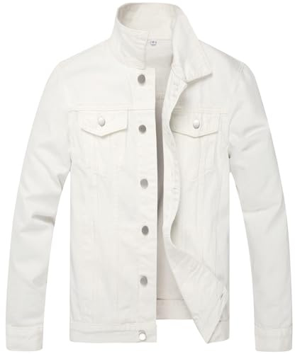 LZLER Denim Jacket Mens Classic Vintage Style Button Down Long Sleeve Cowboy Trucker Jean Jacket
