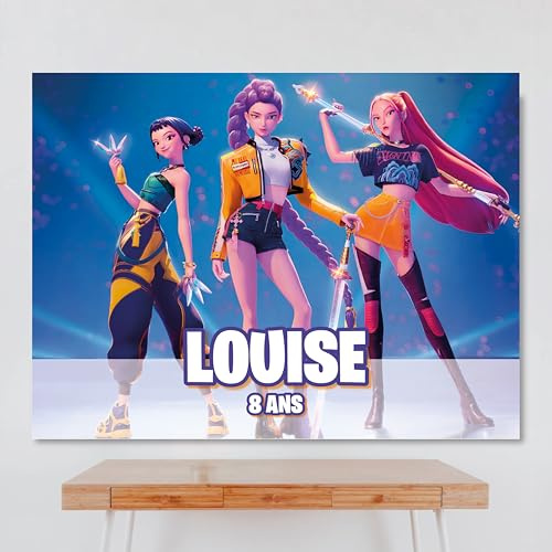 Genérico Cartel Personalizado Huntriixx FR, 100x80 cm, Pancarta Cumpleaños, Decoracion Huntriix