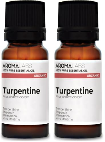 BIO - Turpentine Essential Oil - 10mL - 100% Pure, Natural, Chemotyped and AB/Cosmos Certified - AROMA LABS (French Brand) (Pack of 2)