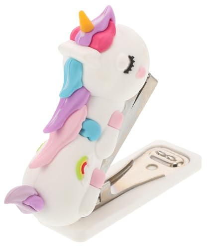 TOKIDNY Stapler Portatile Mano Unicorno Pinzatrice Tascabile Antiscivolo per Ufficio e Scuola Mini Cucitrice Pratica e Leggera con Supporti Stabili per Adulti