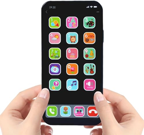 Leksakstelefon – pedagogisk babytelefon, mobiltelefonleksak för barn med avkopplande musik och ljud, pekskärm multiläges simulering, interaktiv telefon för lärande