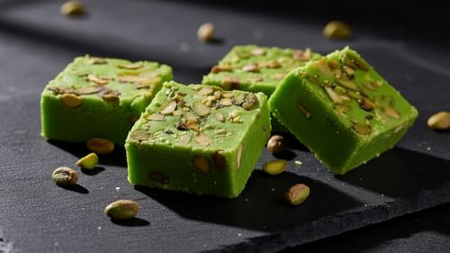 Pistachio Barfi (Pista Barfi) – Traditional Indian Sweet Made with Premium Pistachios & Milk Solids | Rich, Soft & Nutty Mithai | Perfect for Festivals, Gifting & Celebrations box of 4 piece (4)