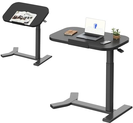 FLEXISPOT Beistelltisch höhenverstellbar H5 – Flexibler Laptoptisch und Betttisch mit neigbarer Tischplatte, höhenverstellbar & mobil, C-förmiger Couchtisch, Schwarz