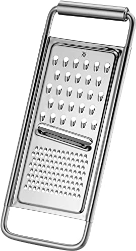 WMF Gourmet Küchenreibe Edelstahl, 30 x 12 cm, 3in1, Reibe und Hobel, Cromargan, 3 Reibeflächen, optimal als Kartoffelreibe, spülmaschinengeeigneter Gurkenhobel