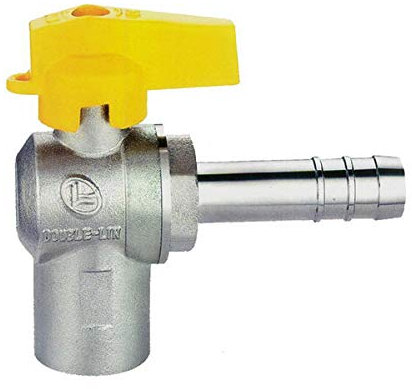 rubinetto valvola gas 1/2'' f portagomma tubo 13 x 19,5 bianco GPL metano en 331 GAS