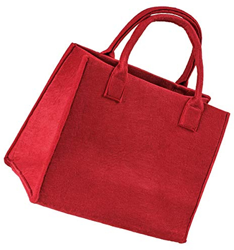 LA FIORE 24 Hochwertige Filztasche Einkaufstasche Damen Henkeltasche Festivalbag mittel gross rot