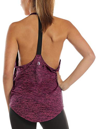 icyzone Dam fitness sport linne topp ärmlös sport topp yoga gym skjorta