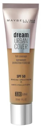 Maybelline New York Fondotinta Liquido Dream Urban City, Coprenza Medio-Alta, Spf 50, 330 Toffee - 6.5 Gr