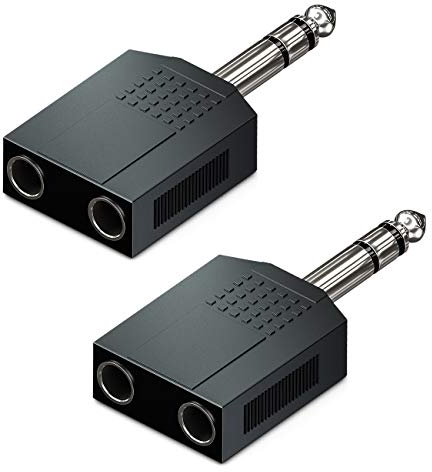 deleyCON 2 adaptadores estéreo 6,3 mm, 1 jack a 2 hembras, divisor suave para alta fidelidad y cine en casa
