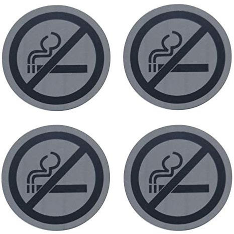 Land-Haus-Shop® 2 Stück Aschenbecher Windaschenbecher, Edelstahl Windascher mit Klappdeckel oder Drehaschenbecher Metall Chrom (4X Nicht Rauchen Schild) | 4x Rauchen verboten Türschild Aufkleber, Nichtraucher, do not Smoke