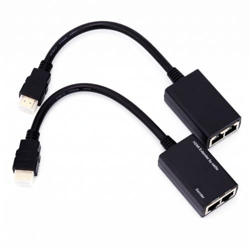 Répéteur HDMI 30m Extension CAT5e/6, Kit Émetteur Récepteur Ethernet LAN 1080p 3D Noir