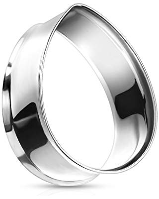 beyoutifulthings Ohr-Tunnel Tränen-Tropfen Silber Ohr-Piercing Edelstahl Ohr-Schmuck Double Flared Flesh Plug Sattel-Verschluss 6-25mm